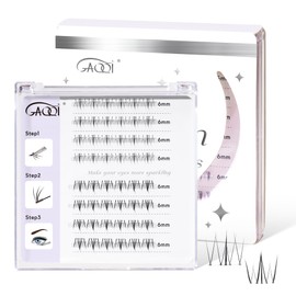 GAQQI Bottom Lash Clusters Natural Bottom Lashes Clear Band, DIY Lash Extensions Lower Lashes, Soft & Comfortable Thin Band Bottom Eyelashes 2 Style Mixed Natural or Thick 6mm 48pcs(B36+B38)