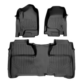 SMARTLINER Custom Fit Floor Mats 2 Row Liner Set Black for Crew Cab 2014-2018 Silverado/Sierra 1500. 2015-2019 2500/3500 HD Crew Cab/GMC Sierra