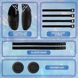 (1 Set) Orzero 1 Pair TPU Controller Cover and Nylon Strap Compatible for Quest 2, Anti-Throw Protective Adjustable Handle for VR Gaming Headset - Black