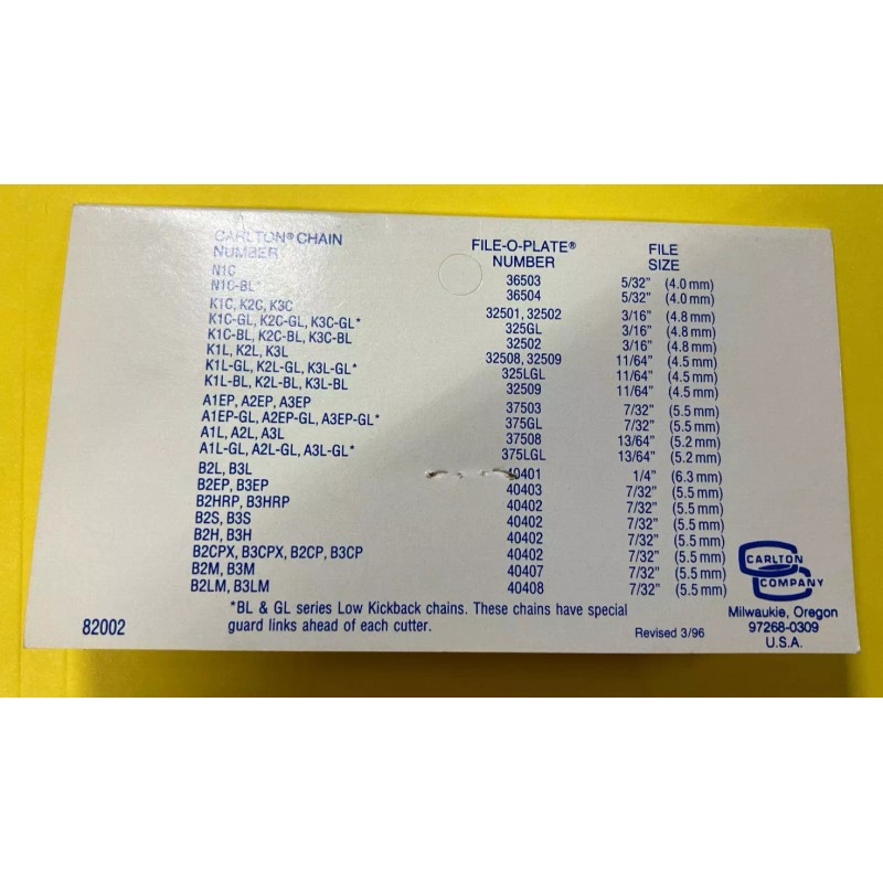Carlton 32509 Carlton File-O-Plate .325" pitch fits K1L, K2L, and