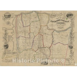 Historic 1854 Map - Map of Loudoun County, Virginia 30in x 24in