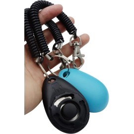 HoAoOo Pet - Dog Training Clicker with Wrist Strap - (Black + Blue)