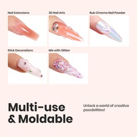 Beetles Solid Builder Gel for Nails, 30g Clear Hard Gel Non-Sticky Sculpting Gel, 3D Gel Nail Art Building Gel Carving Gel with Chrome Nail Powder, Nail Art Sculpture Pen Manicure DIY Home Salon
