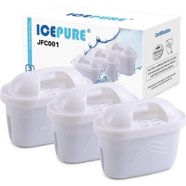 ICEPURE JFC001 Pitcher Water Filter Compatible with Brita Maxtra+/Maxtra/Mava, 1001122, Reduces Chlorine and Limescale, 3PACK