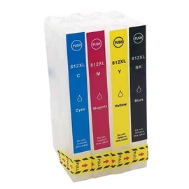 BJ-INK 802 812XL T802 T812XL Sublimation Ink Cartridges, Empty Refillable Ink Cartridges Without Chip Compatible withWF-3820 WF-3825 WF-4830 WF-4835 WF-7840 WF-7820 EC-C7000 Printers (4PCS)