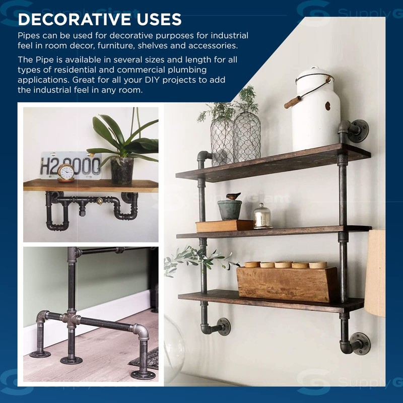 Supply Giant OQCM1011 11" Long Black Steel Nipple Pipe Fitting