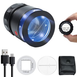 AOOFCMLLC 30X Loupe Magnifier, Jewelry Loupe Magnifier with LED Light and Scale, USB Rechargeable Adjustable Focal Length 30X Magnifying Glass for Gems, Coins, Stamps