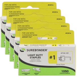 33014#1 Light Duty Staples - 1/4" Length - 1050/box, 5 Pack
