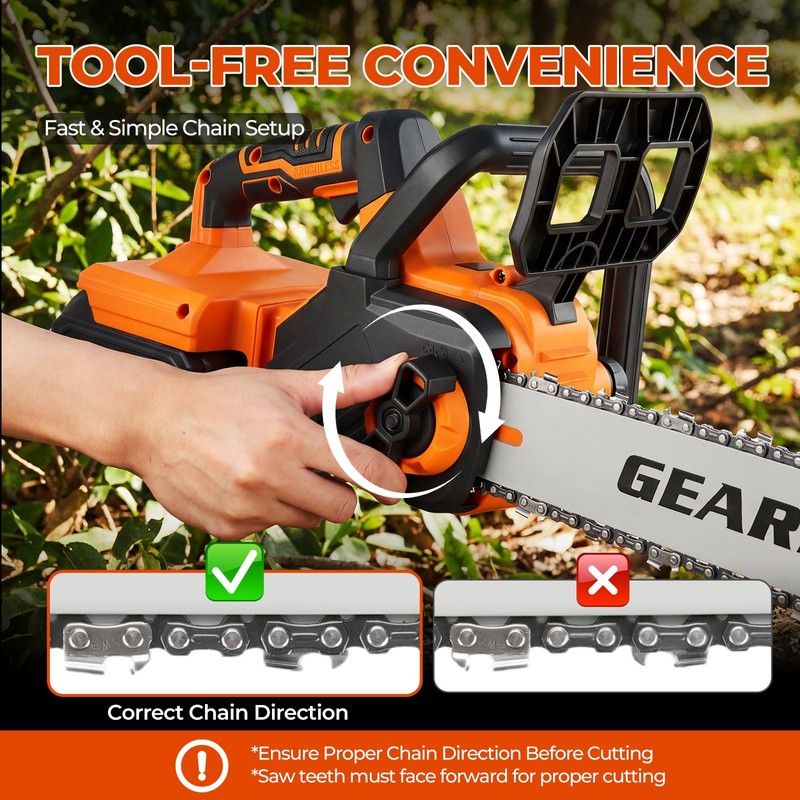 GEARPASS 42V 16-Inch Cordless Chainsaw with 2x 4.5Ah Battery &