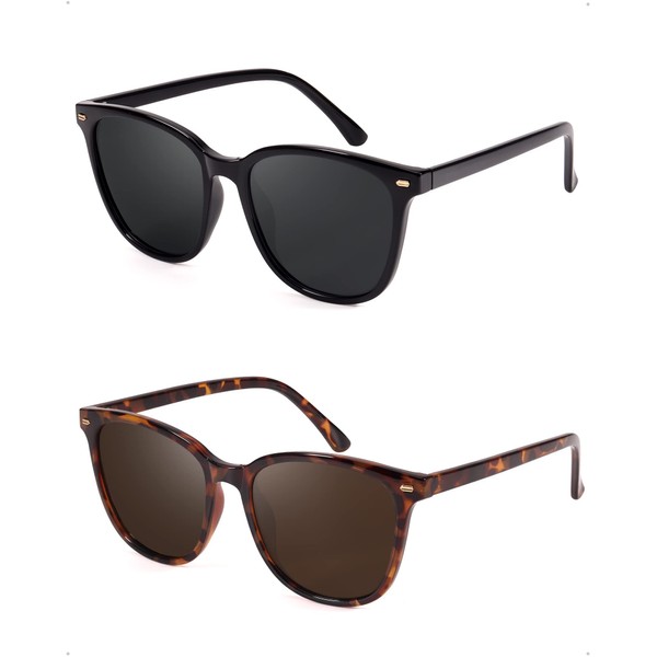 FIMILU 2 Packs Sunglasses for Women Men Polarized UV400 Protection Lens Big Frame Fashion Glasses Trendy Stylish Shade