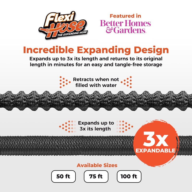 Flexi Hose Lightweight Expandable Garden Hose, 75FT -Retractable Garden Hose,