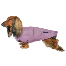 DJANGO City Slicker All-Weather Dog Jacket & Water-Repellent Raincoat with Reflective Piping (Medium, Lilac Purple)