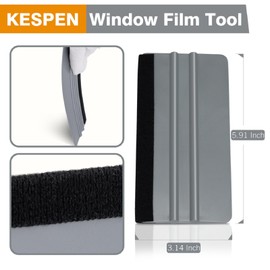 KESPEN Window Felt Squeegee, Vinyl Scraper for Window Privacy Film and Car Glass, Tint Squeegee Installation Tool Protection Scratches Film Soothing, 5.9 * 3.1 Inch, Grey