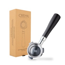 Crema Coffee Products 54mm Bottomless Naked Portafilter | Compatible with 54mm Breville Machines | Includes Double Shot Filter Basket | Matte Black