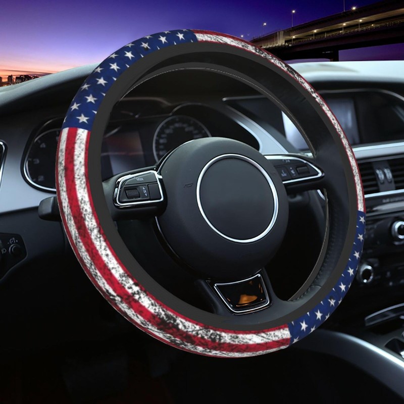 American Flag Steering Wheel Cover Anti-Slip Wear Resistant for Men