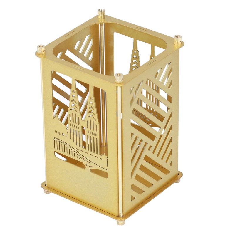 Metal Pen Holder Multifunctional Easy Assembly Glossy Golden Surface Plating