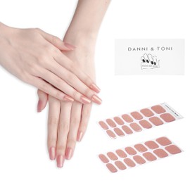 Danni & Toni Semi-Cured Gel Nail Strips (Everglow), Nude Plain Shiny Silver Semi-Hardened Nail Stickers, Nail Design Wraps, 28 Stickers