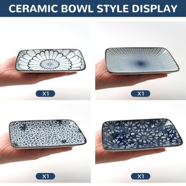 YIK TUNG 4 Piece Sushi Plate Set,3.6-inch Ceramic Rectanglar Dinner Plates for 2,Multi-Use Small Serving Plates for Sushi, Fruit, Charcuterie & Party Entertaining