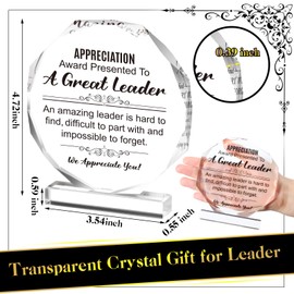 Panelee Thank You Gifts for Women Men Acrylic Appreciation Gift Inspirational Gift Office Coworker Gifts Farewell Gift Acrylic Sign Table Decor for Home(Leader)