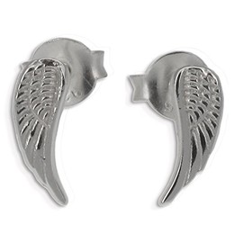Touch Jewellery 925 Sterling Silver Tiny Angel Wing Stud Earrings