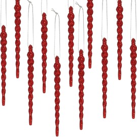30 Pieces Plastic Icicle Twisted Plastic Icicle Christmas Ornaments Icicle Decoration Christmas Tree and Holiday Xmas Party Wedding Hanging (Red, 5.12 Inch)