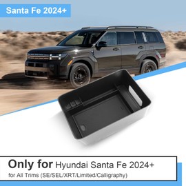 Coleya 2024 Santa Fe Accessories Center Console Organizer for Hyundai Santa Fe (SE/SEL/XRT/Limited/Calligraphy), Durable ABS Plastic&Anti-Slip Rubber 2024 Santa Fe Console Tray Insert (Armrest Tray)
