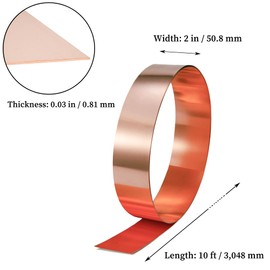 GOORY Copper Flashing 20 Gauge - 2in x 10ft 0.03"(0.81mm) Thickness Roof Flashing Roll - 99.95+% Pure Copper Sheet Metal ASTM B152 - Roofing Repair DIY Project Contractor Jewelry Crafts