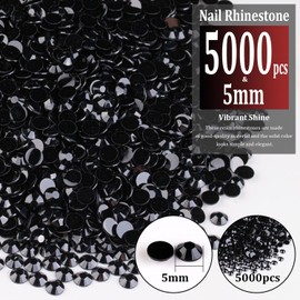 5000pcs 5mm Resin Rhinestones Bulk, Black Flatback Round Jelly Rhinestones Bedazzling Non Hotfix Crystal Gems Large Quantity Wholesale for DIY Crafts Clothes Bottles Tumblers Face Makeup Manicure