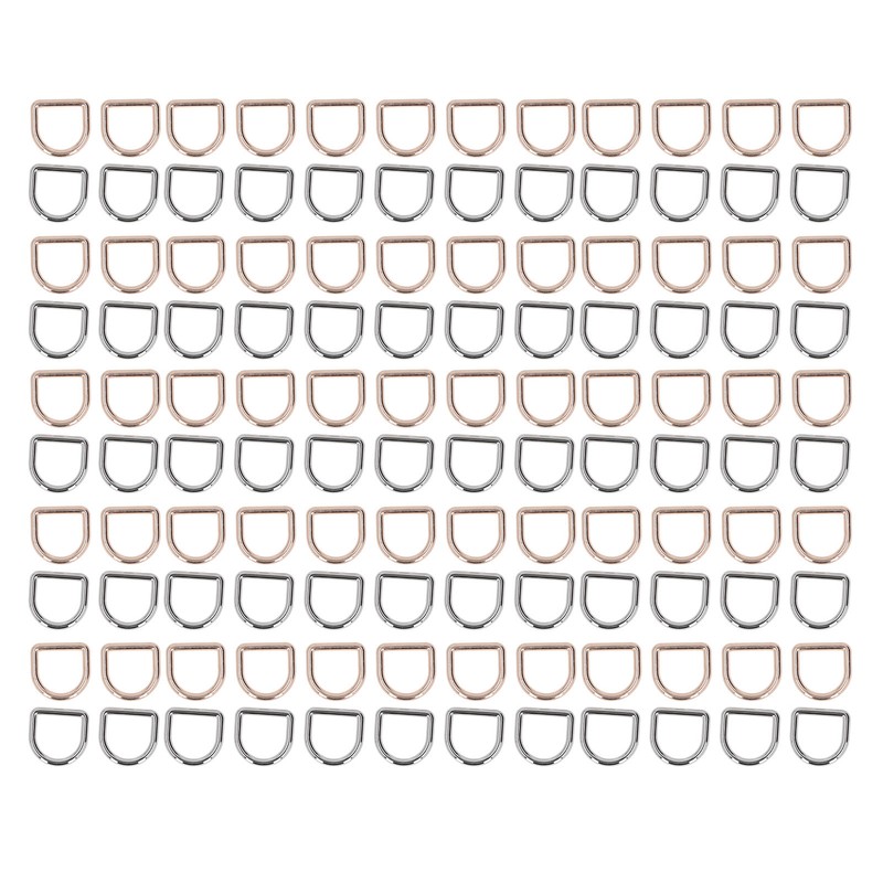120Pcs Metal D Rings Seamless Interface Strong Load Bearing Gold