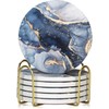 Rocwing Ceramic Drink Coasters with Cork Base Round Marble Style