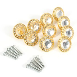 10pcs Clear Diamond Crystal Glass Wardrobe Knob Cupboard Drawer Door Pull Handle
