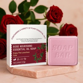 APPTI Botanical Natural Soap Bar, Womens Moisturizing Bar with Essential Oils, Handmade, Vegan, Soaps for Face & Body, 3.98oz (Rose)