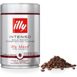 illy, Caffè in Grani da Macinare INTENSO, 100% Arabica con Note di Cacao e Frutta Secca, Retrogusto Pieno e Corposo, 1 Barattolo da 250g
