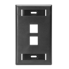 Leviton 42080-2ES QuickPort Wallplate w/ID Window, Single Gang, 2-Port, Black