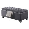 Acme Rebekah Fabric Tufted Upholstered Bench with Storage in Gray