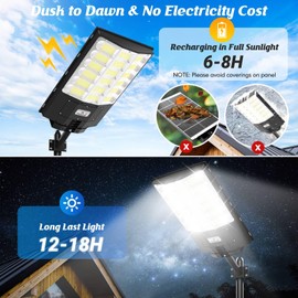 Solar Street Lights Outdoor 5000W, 500000LM Waterproof Motion Sensor Solar Powered Flood Lights with Remote Control, 8500K Dusk to Dawn Commercial Area Lighting for Outside Parking Lot, 2-Pack