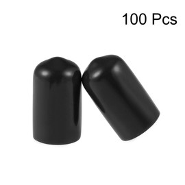 sourcing map 100pcs Rubber End Caps 10mm ID Vinyl Round Tube Bolt Cap Cover Screw Thread Protectors Black