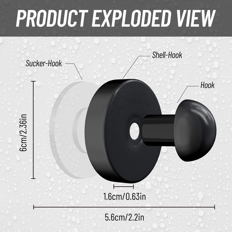 Fengxunzmm Pack of 4 Suction Hooks, Extra Strong Suction Cup,