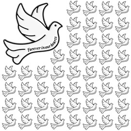 Misdary 50 Pcs Funeral Memorial Pins for Guest Christian Dove Forever in Our Hearts Lapel Pin for Mourning Remembrance