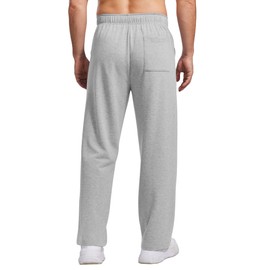 PINSPARK Men's Sweatpants with Pockets Open Bottom Jogger Sweatpants Uncuffed Lightweight Straight Leg Sweat Pants for Men Grey