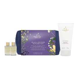 Aromatherapy Associates Relax & Recover Selfcare Gift - Perfect Gift Set For Her, Gym Sport Lover - De-Stress Muscle Gel, De Stress Muscle And Mind Bath & Shower Oil, Ginger & Black Pepper