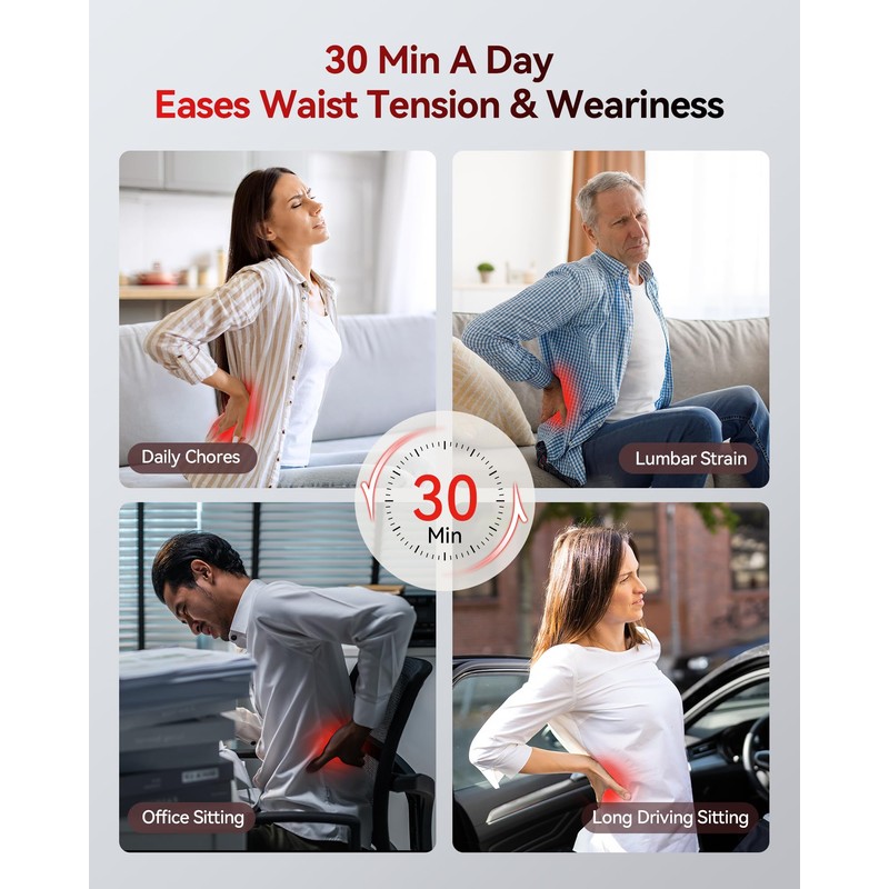 4-in-1 Lumbar Massager with Red Light 660/850nm Cordless 5000mAh