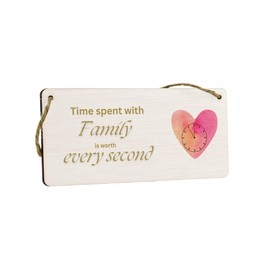 Plywood Family Sign - Time Spent with Family is Worth Every Second - Hanging Home Décor for Kitchen, Bedroom - Loving Gift Idea for Mum, Dad
