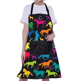 BNQL Horse Apron Horses Cooking Kitchen Aprons Equestrian Gifts for Horse Lovers Waterproof Colorful Horse Gifts Apron with Pocket (Horse Apron)