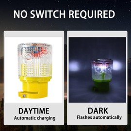 QXMH Solar Strobe Warning Light - Bright 360 Degree Solar Emergency Strobe Warning Lights, Waterproof LED Safety Light Outdoor, Road Construction Traffic Flashing Lamp (White)