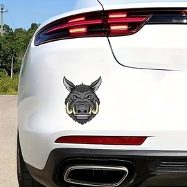 Wild Boar Hunting Car Stickers 2-Pack, Gray Waterproof Stickers for Trucks, Windows, Laptops – Outdoor Adventure Animal Decal B096