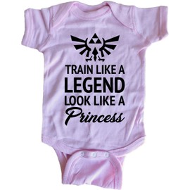 Brain Juice Tees Train Like A Legend Look Like A Princess Zelda Baby One Piece (12 Month, Azalea)