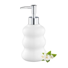 White Soap Dispenser, 16 oz Hand Lotion Bottle, Soap Dispense Pump, Refillable Liquid Hand Soap Jar, Ceramic Soap Dispensers for Bathroom, Kitchen