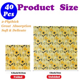 40Pcs Sunflower Luncheon Napkins Disposable Summer Orange Sunflower Paper Decorative Napkin Floral Theme Dessert Dinner Hand Napkin for Baby Shower Wedding Birthday Party Supplies Decor 6.5in