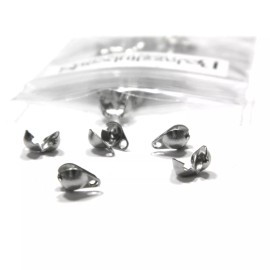 6 Silver Surgical Stainless Steel Side Clamp Fold Crimp Bead Findings End Tips